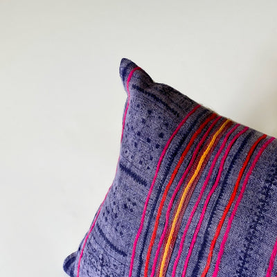 Red And Purple Embroidered Lumbar Pillow