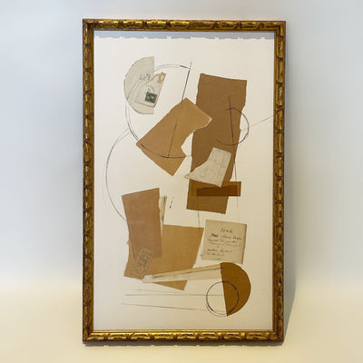 Brown And White Collage In Antique Gold Frame
