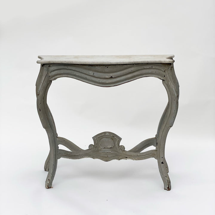 Painted French Console W/ Marble Top, C. 1870