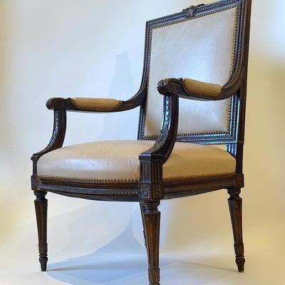 Louis Style Chair W/ Leather Upholstery