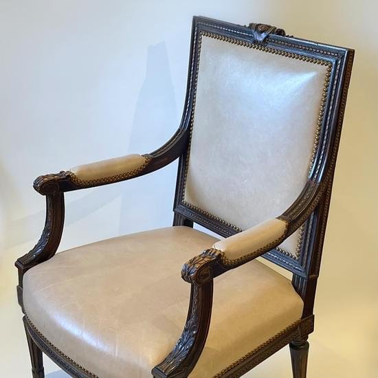 Louis Style Chair W/ Leather Upholstery