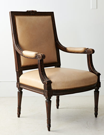 Louis Style Chair W/ Leather Upholstery