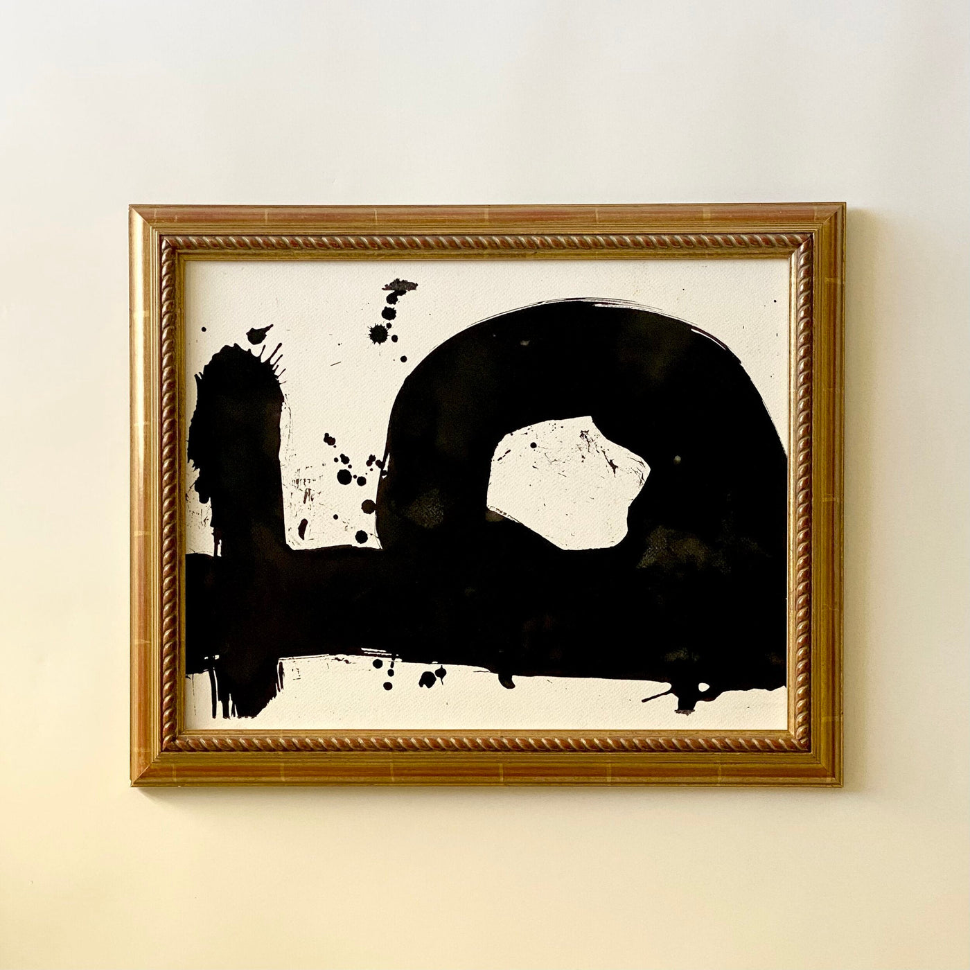 Medium Black Abstract In Gold Leaf Vintage Frame