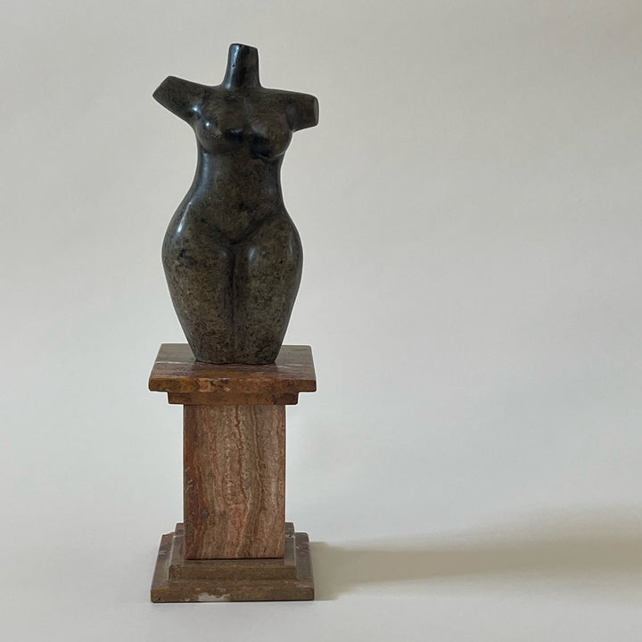 Sculpture Of A Torso In Granite, Marble Base