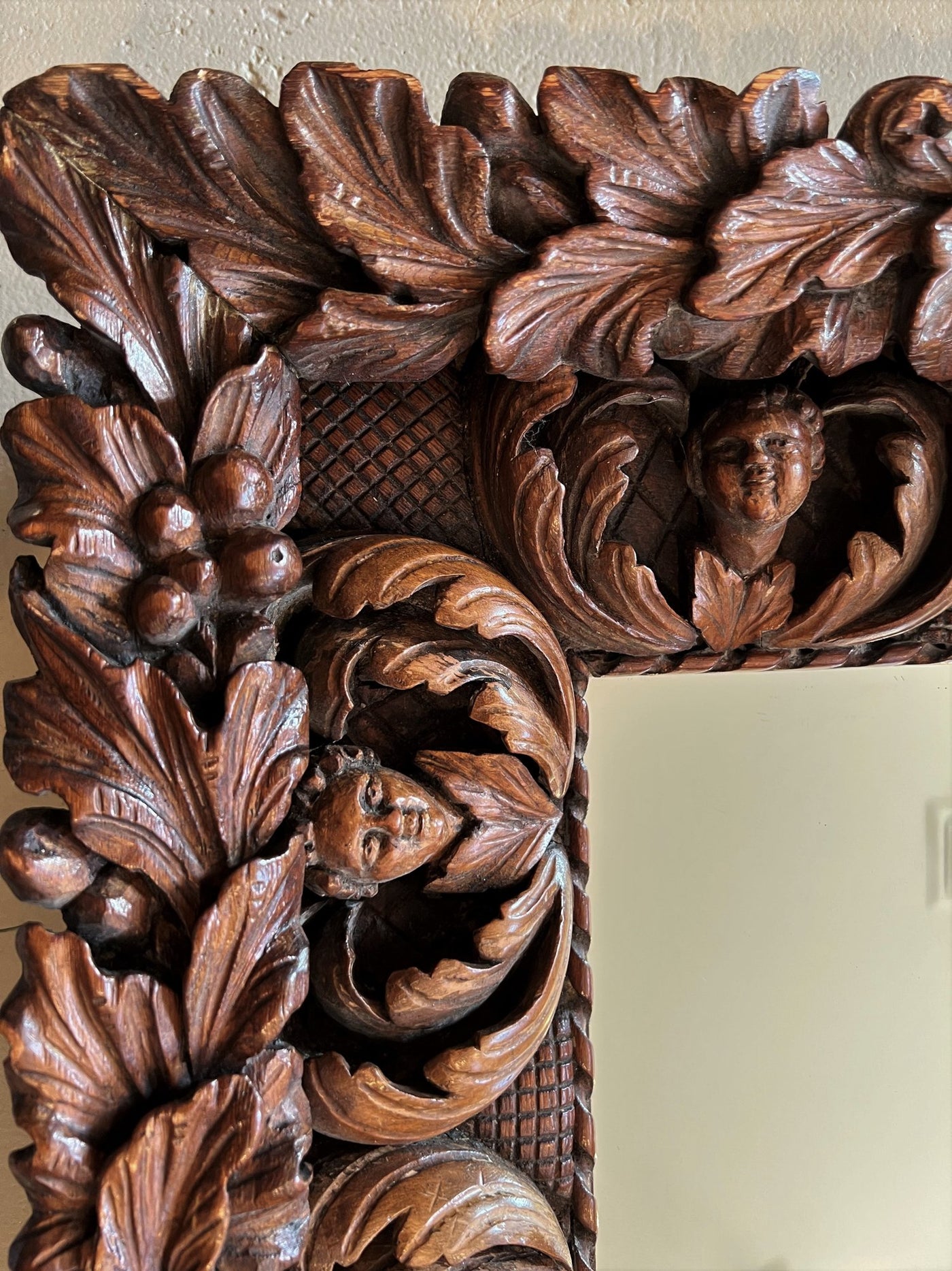 19th C. Italian Baroque Style Carved Wood Mirror