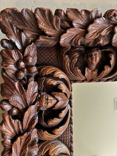 19th C. Italian Baroque Style Carved Wood Mirror