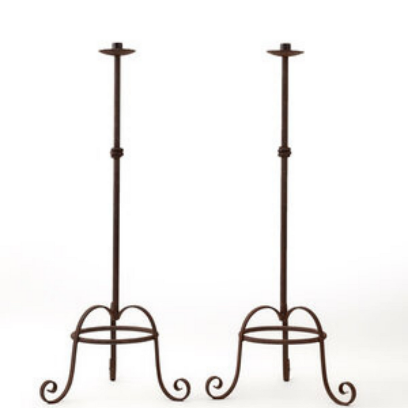 Pair Of Antique Hand-Forged Large Candlesticks