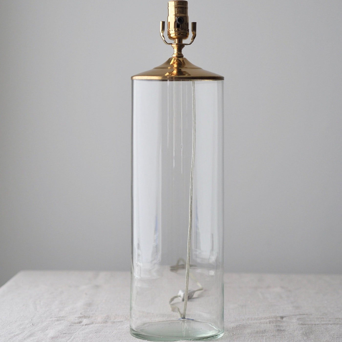 Tall Glass Cylinder Lamp With Brass Fittings