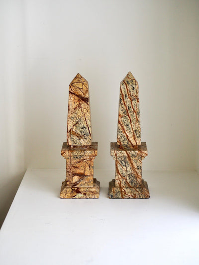 Pair Of Painted Marble Obelisks